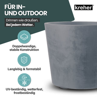 Rollbarer XXL Pflanzkübel 'Millennium' 80 Liter in Grau