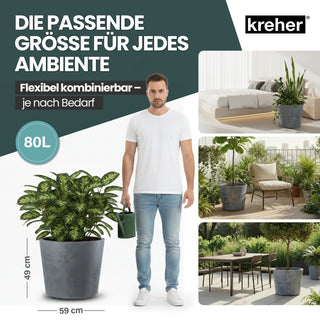 Rollbarer XXL Pflanzkübel 'Millennium' 80 Liter in Grau