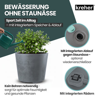 Rollbarer XXL Pflanzkübel 'Millennium' 80 Liter in Grau