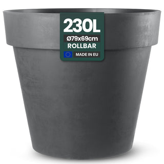 XXL Pflanzkübel / Pflanztopf „LIKE“ Ø 79 x H 69 cm - Anthrazit - Rund, Rollbar - UV- & Wetterfest - Robuster Blumentopf in Natur Stein Optik