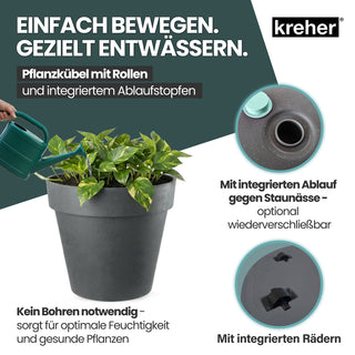 Rollbarer XL Pflanzkübel 'Like' Ø 58 x 51 cm in Anthrazit
