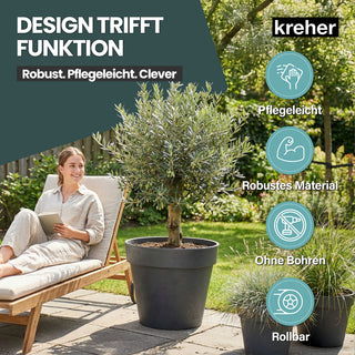 Rollbarer XL Pflanzkübel 'Like' Ø 58 x 51 cm in Anthrazit