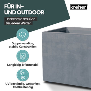 Kreher XL Pflanzkübel 'Millennium' 73 Liter, rechteckig in Grau