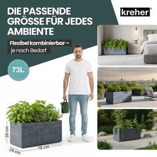 Kreher XL Pflanzkübel 'Millennium' 73 Liter, rechteckig in Grau