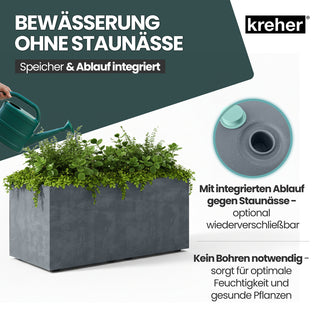 Kreher XL Pflanzkübel 'Millennium' 73 Liter, rechteckig in Grau