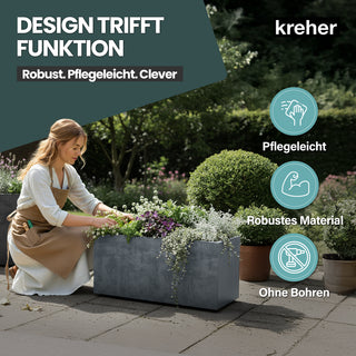 Kreher XL Pflanzkübel 'Millennium' 73 Liter, rechteckig in Grau