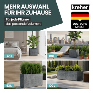 Kreher XL Pflanzkübel 'Millennium' 73 Liter, rechteckig in Grau