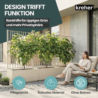 Set: 2 x XL SPALIER 'Ethica' - 80 x 36 x 140 cm - in Struktur Optik - breite Version - in Beige