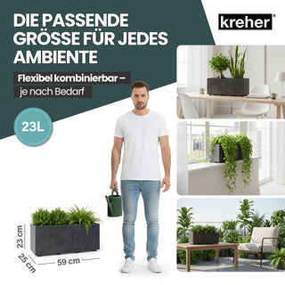Kreher Pflanzkübel 'Millennium' 23 Liter, rechteckig in Anthrazit