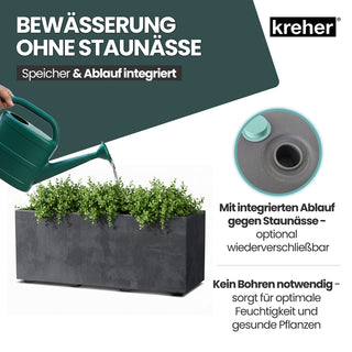 Kreher Pflanzkübel 'Millennium' 23 Liter, rechteckig in Anthrazit