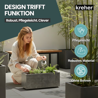 Kreher Pflanzkübel 'Millennium' 23 Liter, rechteckig in Anthrazit