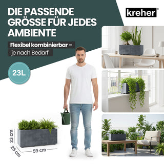 Kreher Pflanzkübel 'Millennium' 23 Liter, rechteckig in Grau