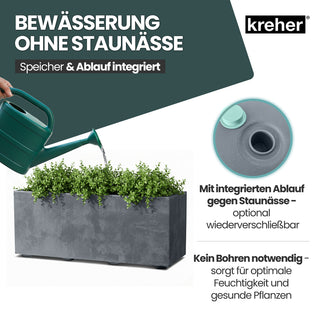 Kreher Pflanzkübel 'Millennium' 23 Liter, rechteckig in Grau
