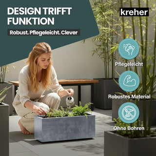 Kreher Pflanzkübel 'Millennium' 23 Liter, rechteckig in Grau