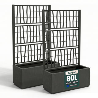 Set: 2 x XL SPALIER 'Ethica' - 80 x 36 x 140 cm - in Struktur Optik - breite Version - in Anthrazit