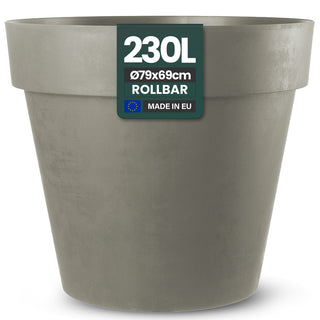 XXL Pflanzkübel / Pflanztopf „LIKE“ Ø 79 x H 69 cm - Braun - Rund, Rollbar - UV- & Wetterfest - Robuster Blumentopf in Natur Stein Optik