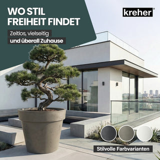 XXL Pflanzkübel / Pflanztopf „LIKE“ Ø 79 x H 69 cm - Braun - Rund, Rollbar - UV- & Wetterfest - Robuster Blumentopf in Natur Stein Optik