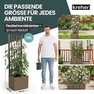 Set: 2 x XL SPALIER 'Ethica' - 36 x 36 x 140 cm - in Struktur Optik - schmale Version - in Taupé