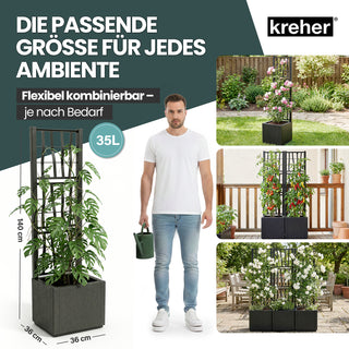 Set: 2 x XL SPALIER 'Ethica' - 36 x 36 x 140 cm - in Struktur Optik - schmale Version - in Anthrazit