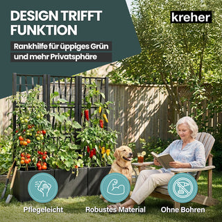 Set: 2 x XL SPALIER 'Ethica' - 36 x 36 x 140 cm - in Struktur Optik - schmale Version - in Anthrazit