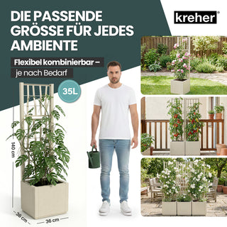 Set: 2 x XL SPALIER 'Ethica' - 36 x 36 x 140 cm - in Struktur Optik - schmale Version - in Beige