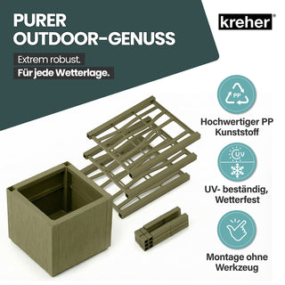 Set: 2 x XL SPALIER 'Ethica' - 36 x 36 x 140 cm - in Struktur Optik - schmale Version - in Olivgrün