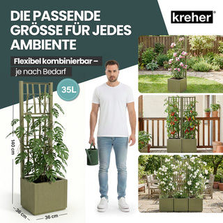 Set: 2 x XL SPALIER 'Ethica' - 36 x 36 x 140 cm - in Struktur Optik - schmale Version - in Olivgrün