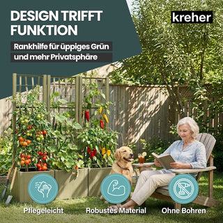 Set: 2 x XL SPALIER 'Ethica' - 36 x 36 x 140 cm - in Struktur Optik - schmale Version - in Olivgrün