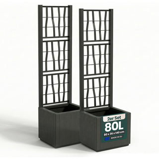 Set: 2 x XL SPALIER 'Ethica' - 36 x 36 x 140 cm - in Struktur Optik - schmale Version - in Anthrazit