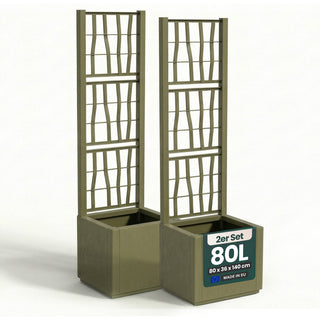 Set: 2 x XL SPALIER 'Ethica' - 36 x 36 x 140 cm - in Struktur Optik - schmale Version - in Olivgrün