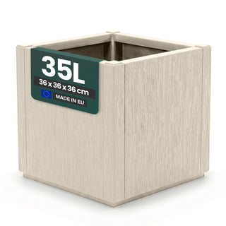 Pflanzkasten "Ethica" in Struktur Optik schmale Version (Beige)