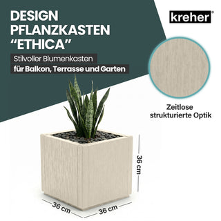 2 x Pflanzkasten "Ethica" in Struktur Optik schmale Version (Beige)