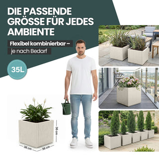 2 x Pflanzkasten "Ethica" in Struktur Optik schmale Version (Beige)