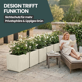 2 x Pflanzkasten "Ethica" in Struktur Optik schmale Version (Beige)