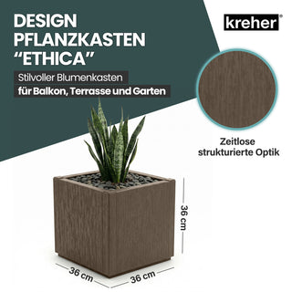 3 x Pflanzkasten "Ethica" in Struktur Optik schmale Version (Taupé)