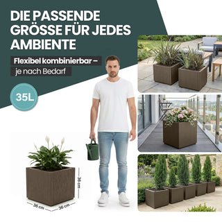 2 x Pflanzkasten "Ethica" in Struktur Optik schmale Version (Taupé)