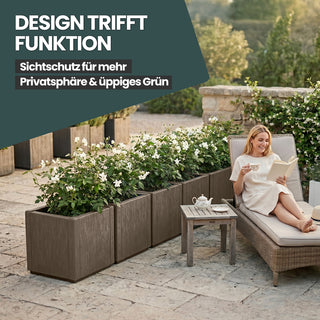 2 x Pflanzkasten "Ethica" in Struktur Optik schmale Version (Taupé)