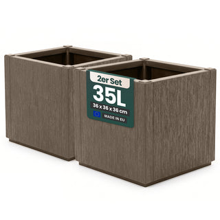 2 x Pflanzkasten "Ethica" in Struktur Optik schmale Version (Taupé)
