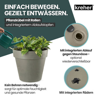 Rollbarer XL Pflanzkübel 'Like' Ø 58 x 51 cm in Braun