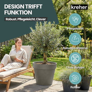 Rollbarer XL Pflanzkübel 'Like' Ø 58 x 51 cm in Braun