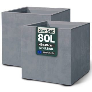 2 x Kreher Pflanzkübel 'Millennium' 80 Liter, eckig in Grau
