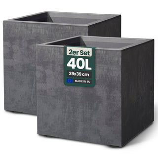 2 x Kreher Pflanzkübel 'Millennium' 40 Liter, eckig in Anthrazit