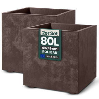 2 x Kreher Pflanzkübel 'Millennium' 80 Liter, eckig in Braun
