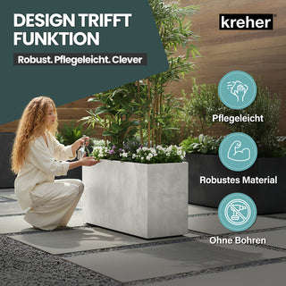 Kreher XXL Sichtschutz Pflanzkasten 'Millennium Fence' in Creme Weiß (3 Stück)