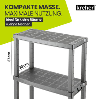 3 x Kunststoffregal „Neo“ mit 4 Böden - 30 kg pro Boden - Grau
