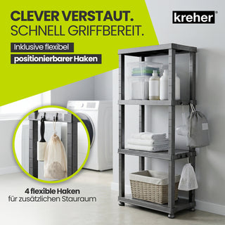 3 x Kunststoffregal „Neo“ mit 4 Böden - 30 kg pro Boden - Grau
