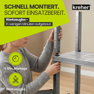 3 x Kunststoffregal „Neo“ mit 4 Böden - 30 kg pro Boden - Grau