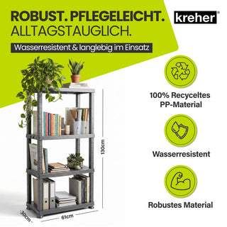 3 x Kunststoffregal „Neo“ mit 4 Böden - 30 kg pro Boden - Grau