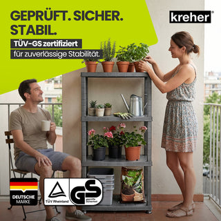 3 x Kunststoffregal „Neo“ mit 4 Böden - 30 kg pro Boden - Grau