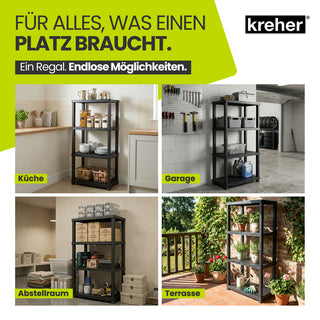 2 x Kunststoffregal „Neo“ mit 4 Böden - 30 kg pro Boden - Schwarz